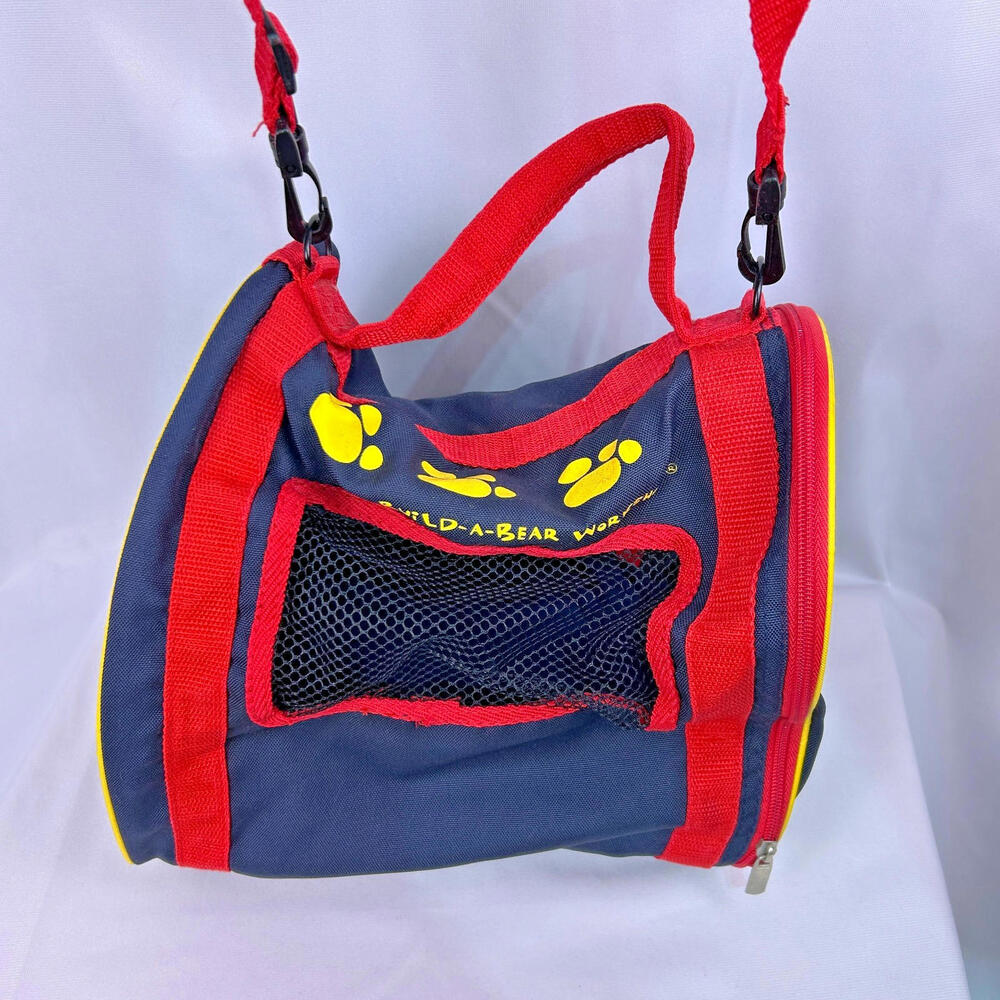 Build-A-Bear Workshop Rolling Travel Carrier Bag Plush Pet Carrier Navy Red